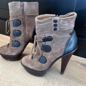 Aldo Brown and Black Heeled Boots
